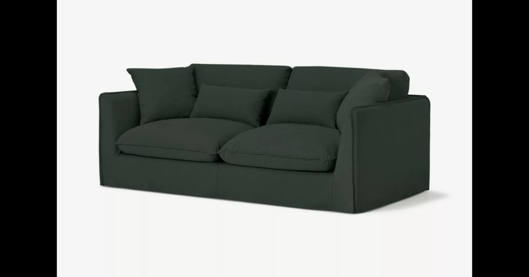 Kasiani 3-Sitzer Sofa, Baumwoll-Leinen-Mix in Lorbeergruen - MADE.com günstig online kaufen