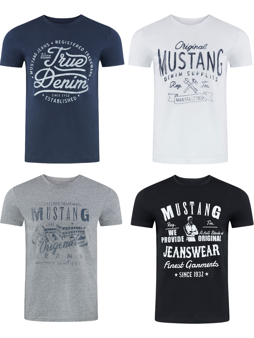 MUSTANG Tshirt Herren Baumwolle Regular Fit 4er Pack günstig online kaufen