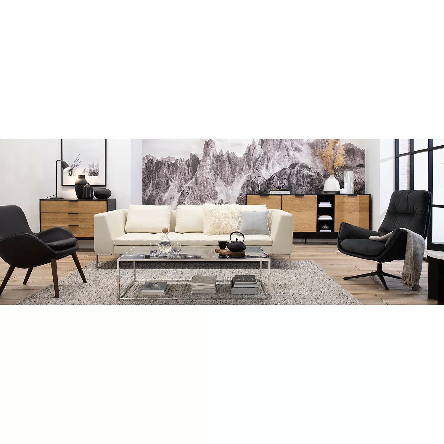 home24 Studio Copenhagen Sofa Madison 3-Sitzer Creme Echtleder 238x66x105 c günstig online kaufen
