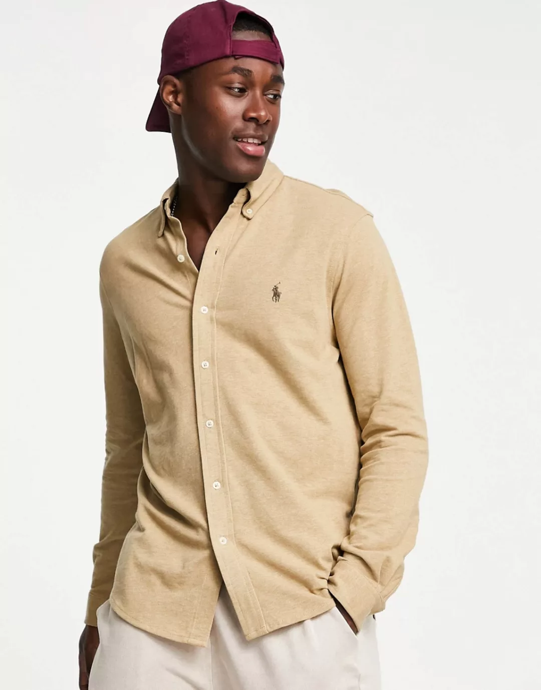 Polo Ralph Lauren – Schmal geschnittenes Pikee-Hemd mit Button-Down-Kragen günstig online kaufen