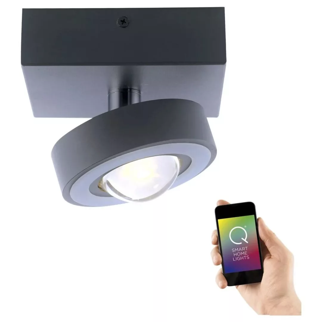 Q-Smart LED Deckenleuchte Q-Mia in Anthrazit RGBW inkl. Fernbedienung günstig online kaufen