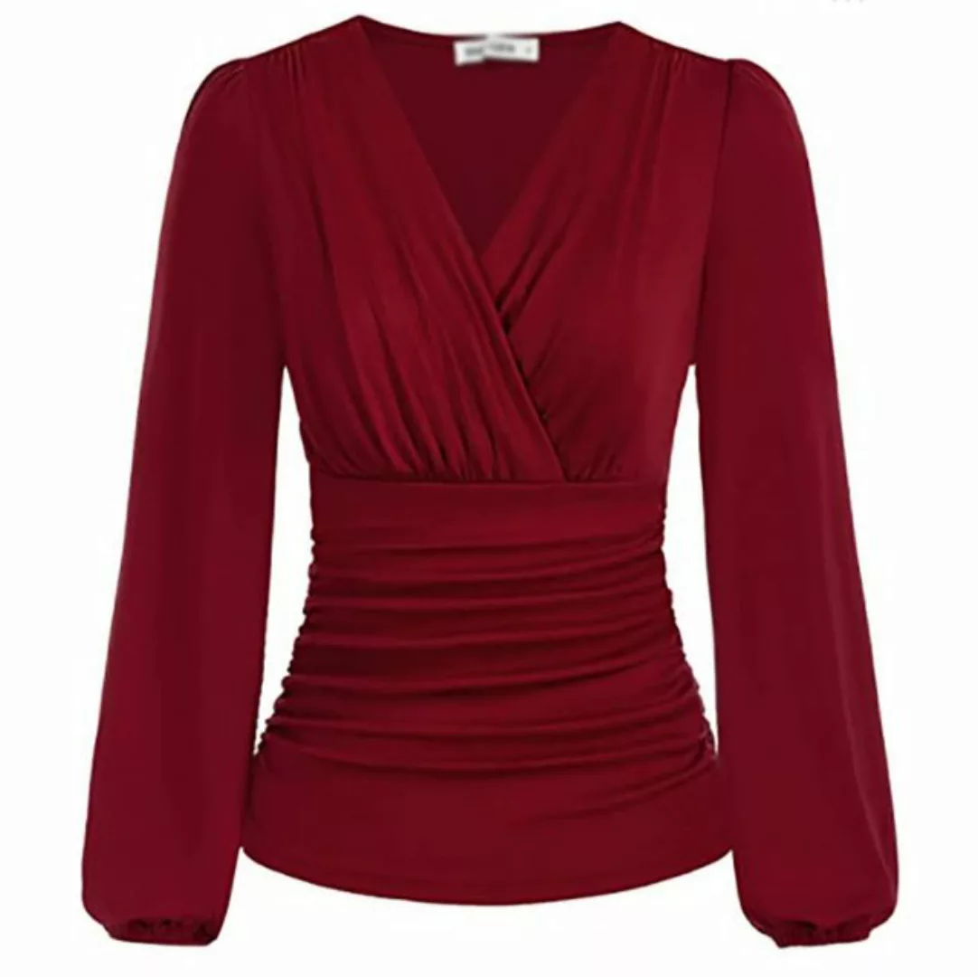 AFAZ New Trading UG Blusentop Damen Frühling V-Ausschnitt Bluse Elegant Wic günstig online kaufen