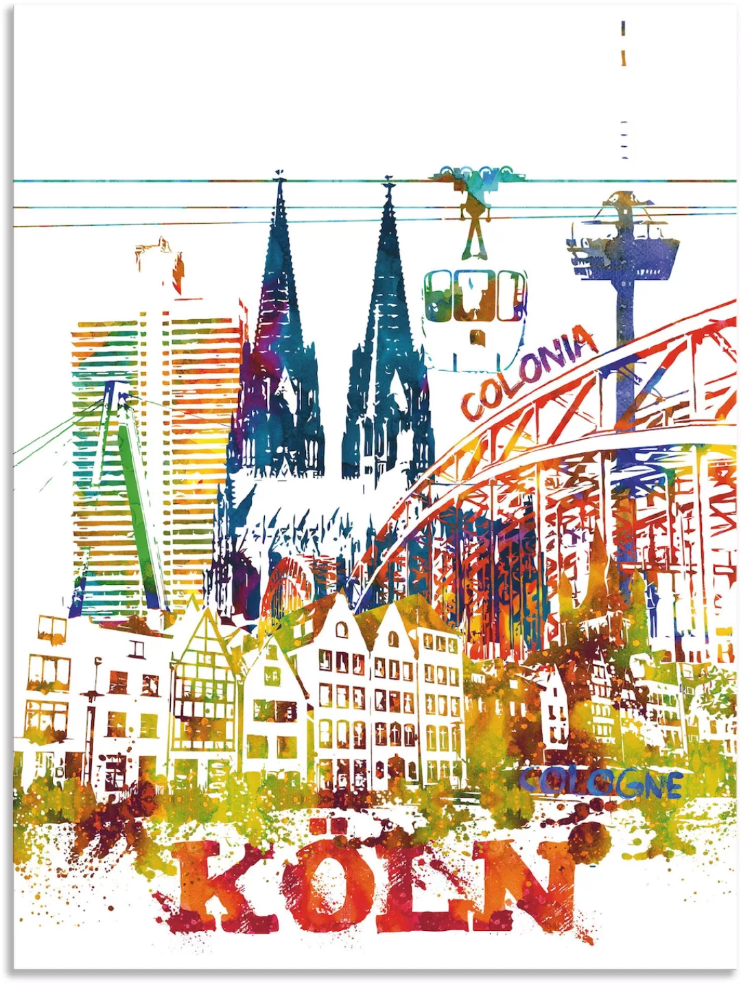 Artland Leinwandbild »Köln Dom Grafik«, Köln, (1 St.) günstig online kaufen