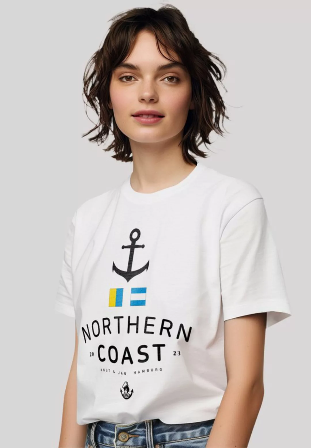 F4NT4STIC T-Shirt "Nordsee Flaggen Knut & Jan Hamburg", Premium Qualität günstig online kaufen