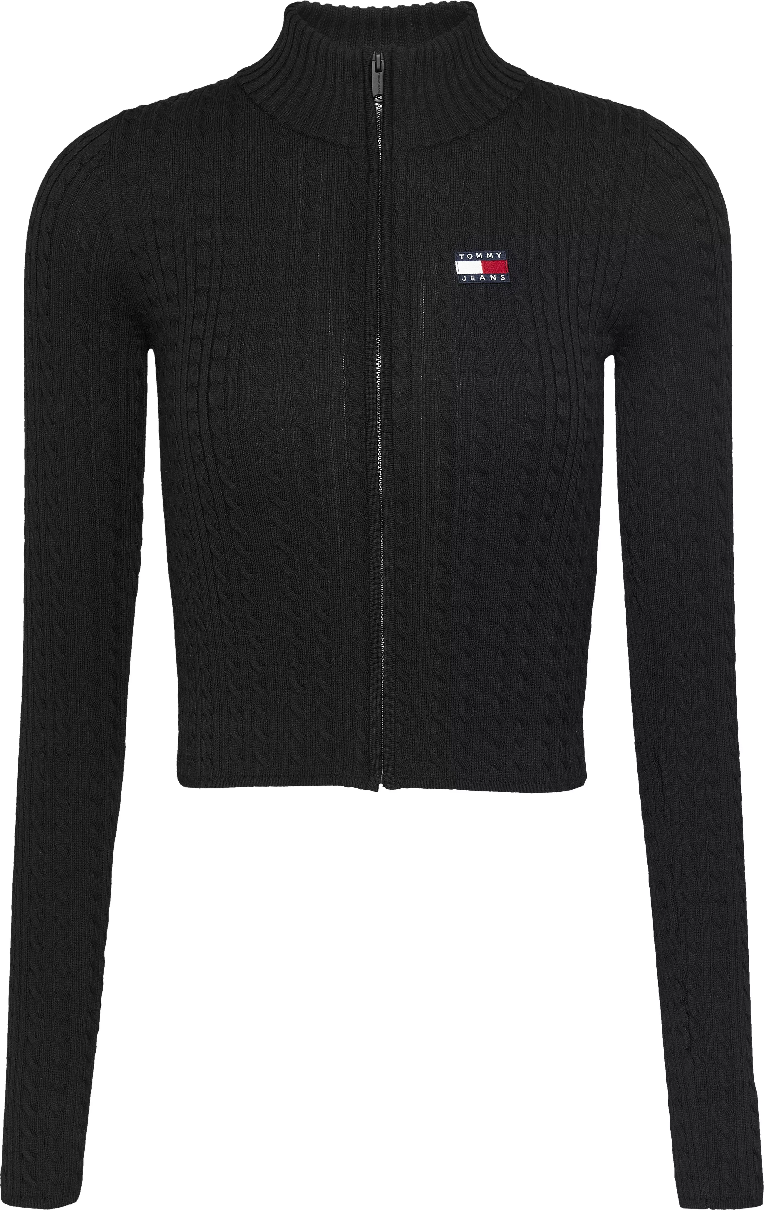 Tommy Jeans Strickjacke TJW ZIP-THRU CABLE CARDIGAN mit Zopfmuster, Logo-Ba günstig online kaufen