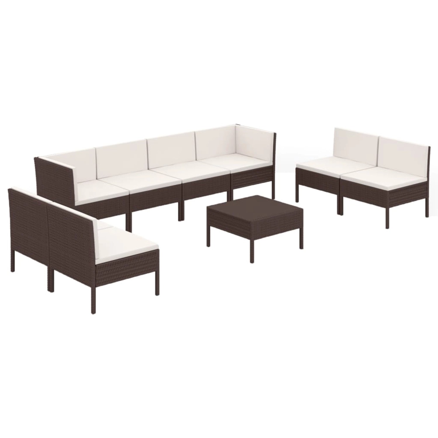 9-tlg. Garten-lounge-set Mit Auflagen Poly Rattan Braun günstig online kaufen