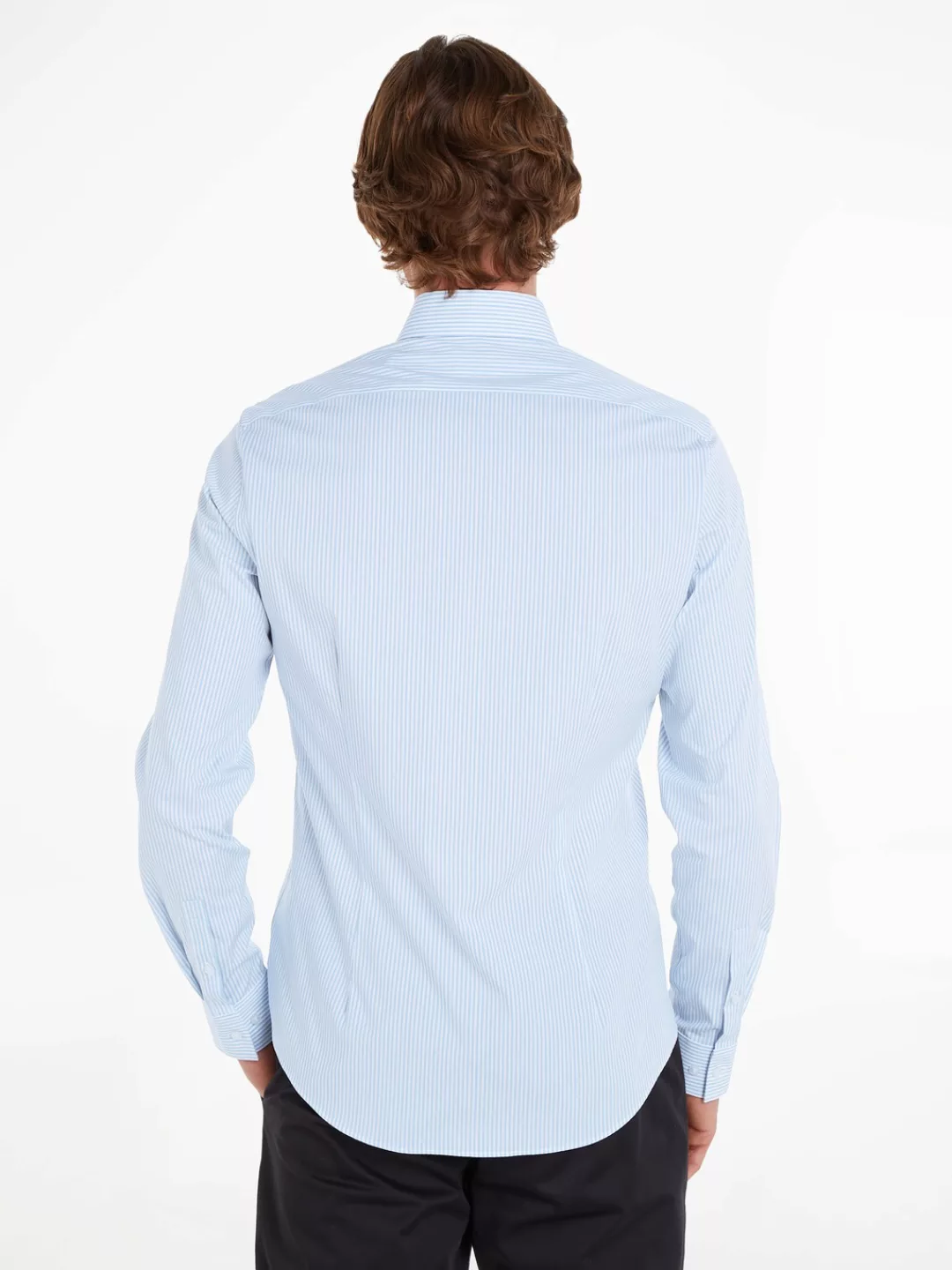 Calvin Klein Langarmhemd "POPLIN STRIPE SLIM SHIRT", mit Logoprägung günstig online kaufen