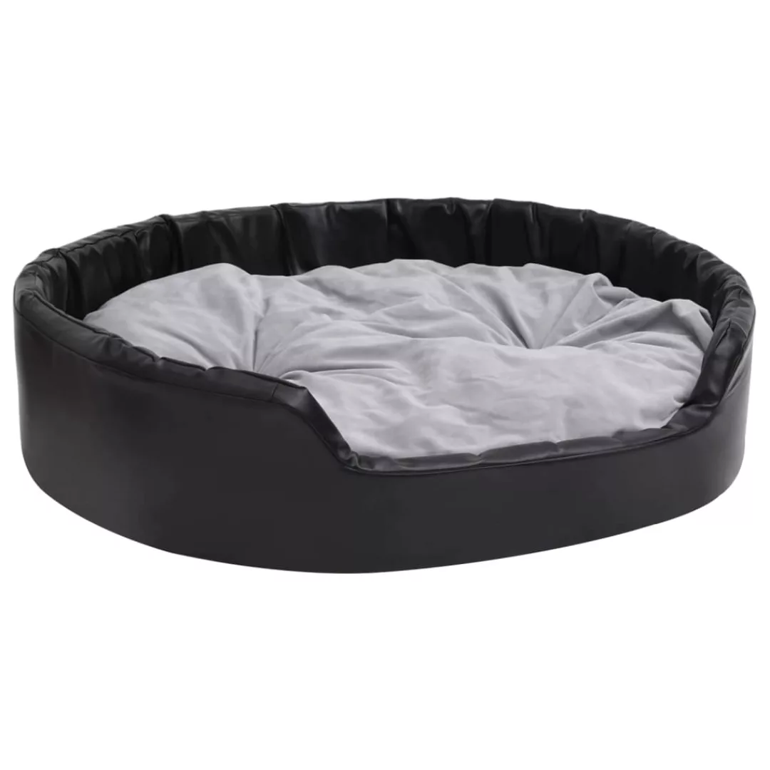 Hundebett Schwarz-grau 99x89x21 Cm Plüsch Und Kunstleder günstig online kaufen