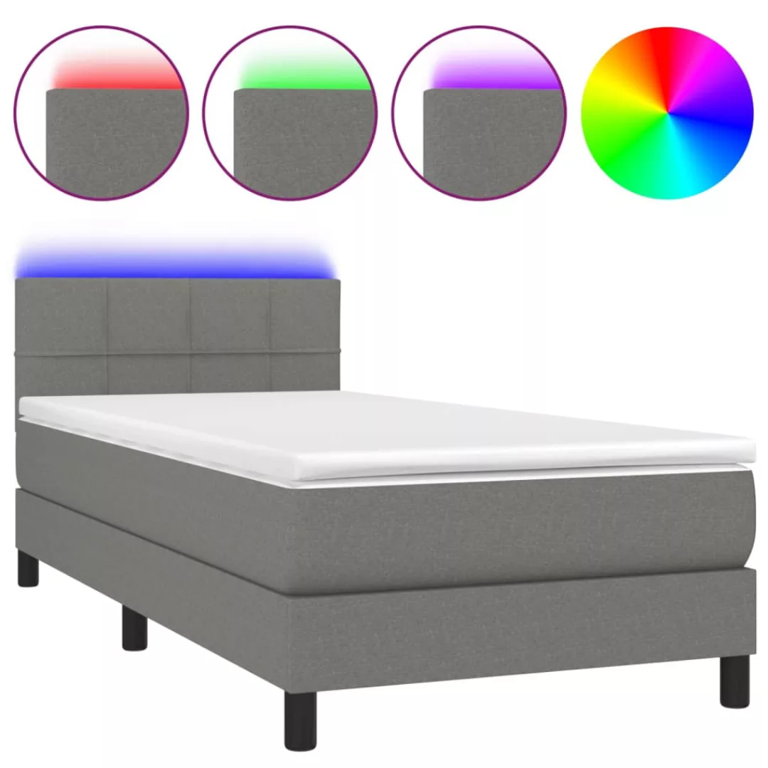 Vidaxl Boxspringbett Mit Matratze & Led Dunkelgrau 80x200 Cm Stoff günstig online kaufen
