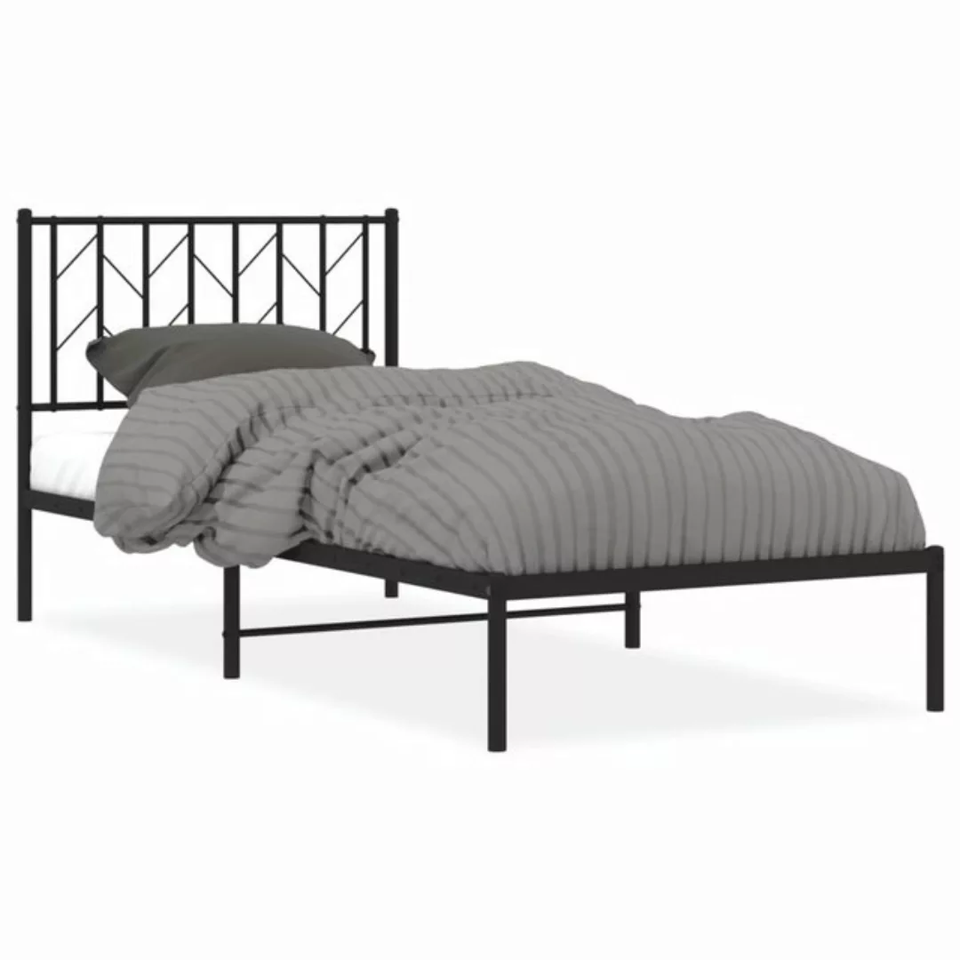 vidaXL Bettgestell, Bettrahmen mit Kopfteil Metall Schwarz 90x200 cm günstig online kaufen