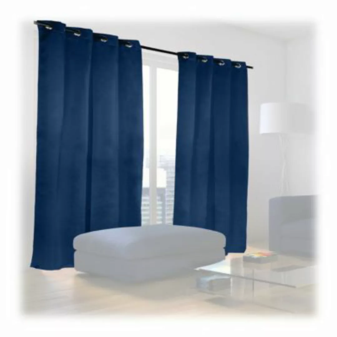relaxdays 2 x Vorhang blau 175 x 135 cm dunkelblau günstig online kaufen