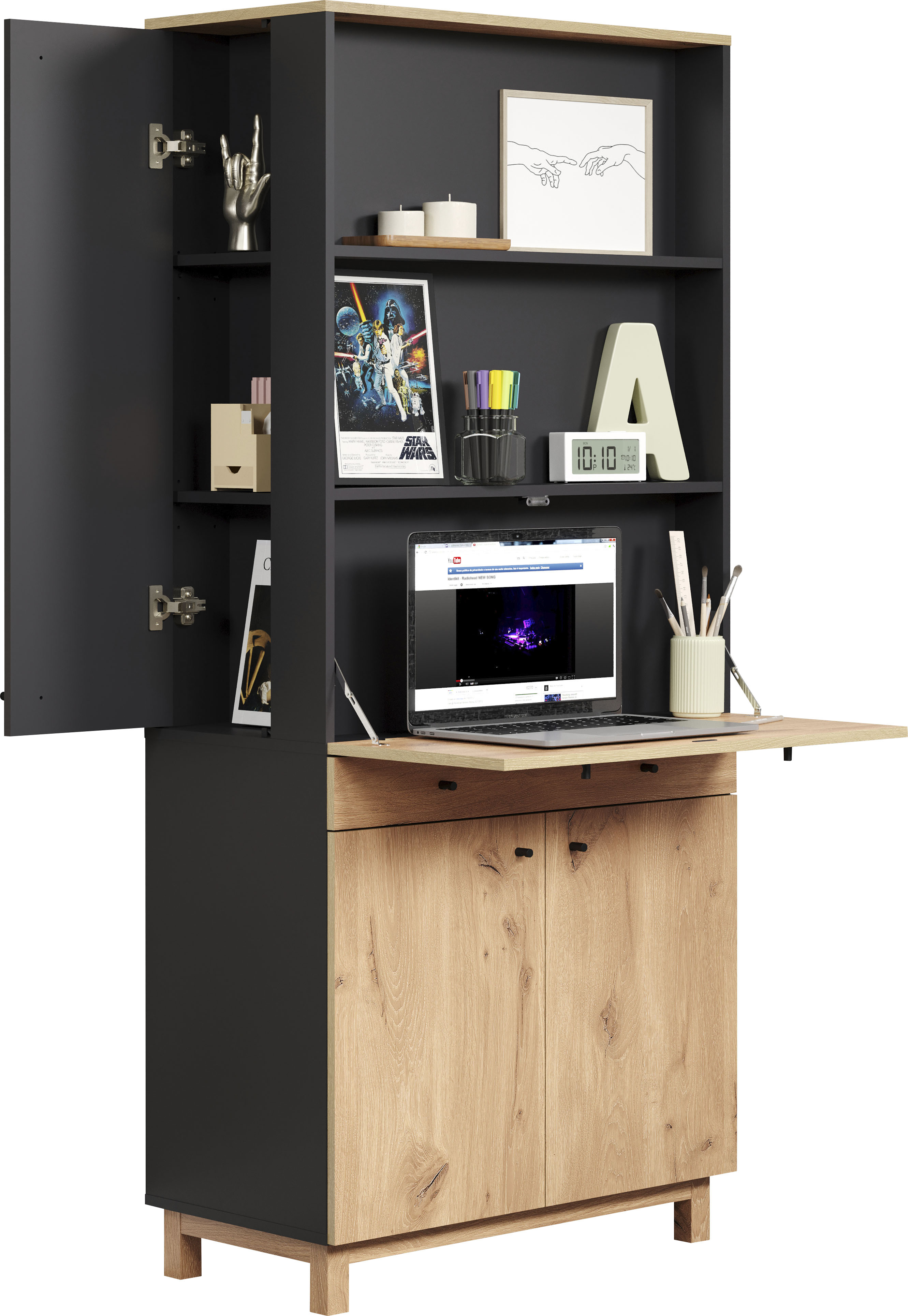 andas Computerschrank "Skive", (1 St.), Das kleine Büro im Schrank, 76 cm b günstig online kaufen