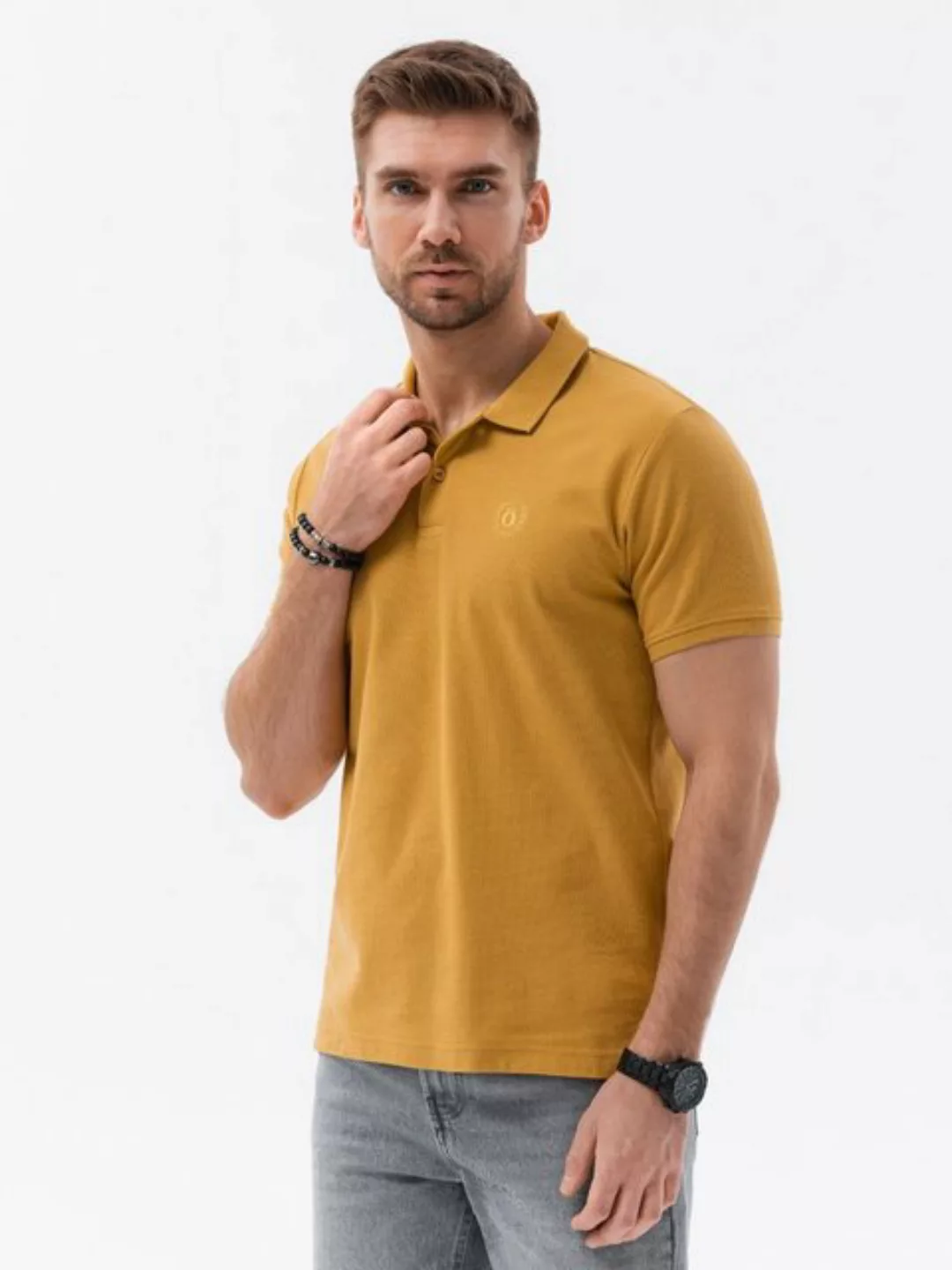 OMBRE Poloshirt Ombre Herren Pique-Strick-Poloshirt - senfgelb V8 S1374 XXL günstig online kaufen