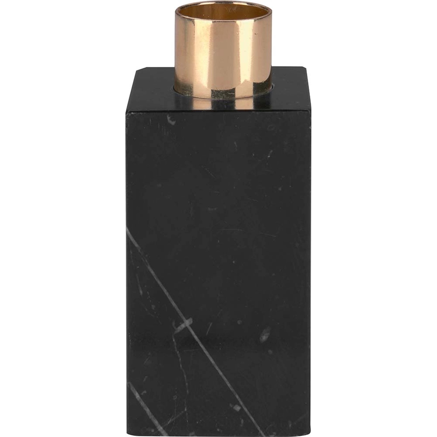 Marmor-Kerzenhalter Modern Antique 4,5 cm x 4,5 cm x 10 cm Schwarz-Gold günstig online kaufen