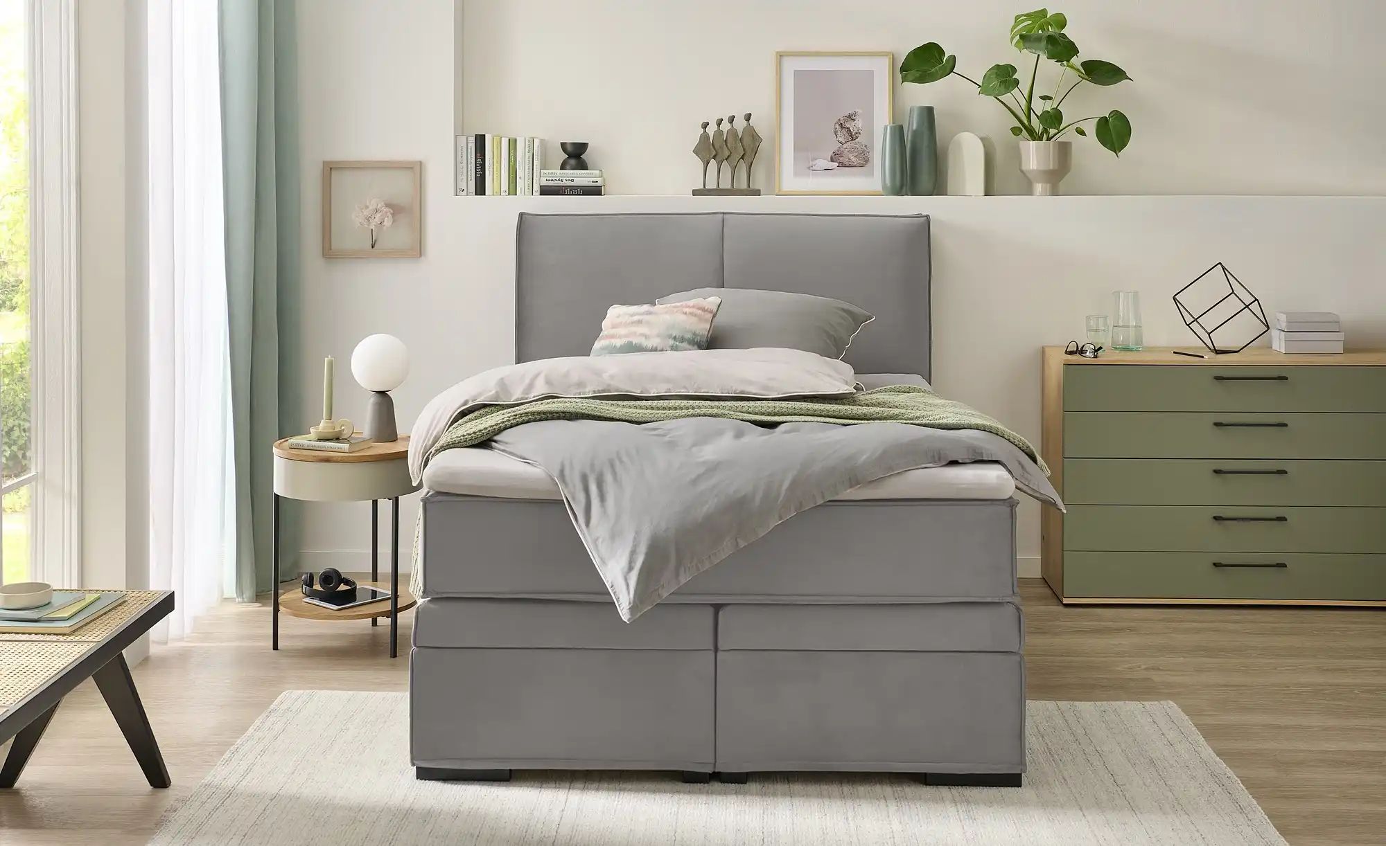 Boxi Boxspringbett mit trendigem Keder Boxi ¦ grau ¦ Maße (cm): B: 140 H: 1 günstig online kaufen