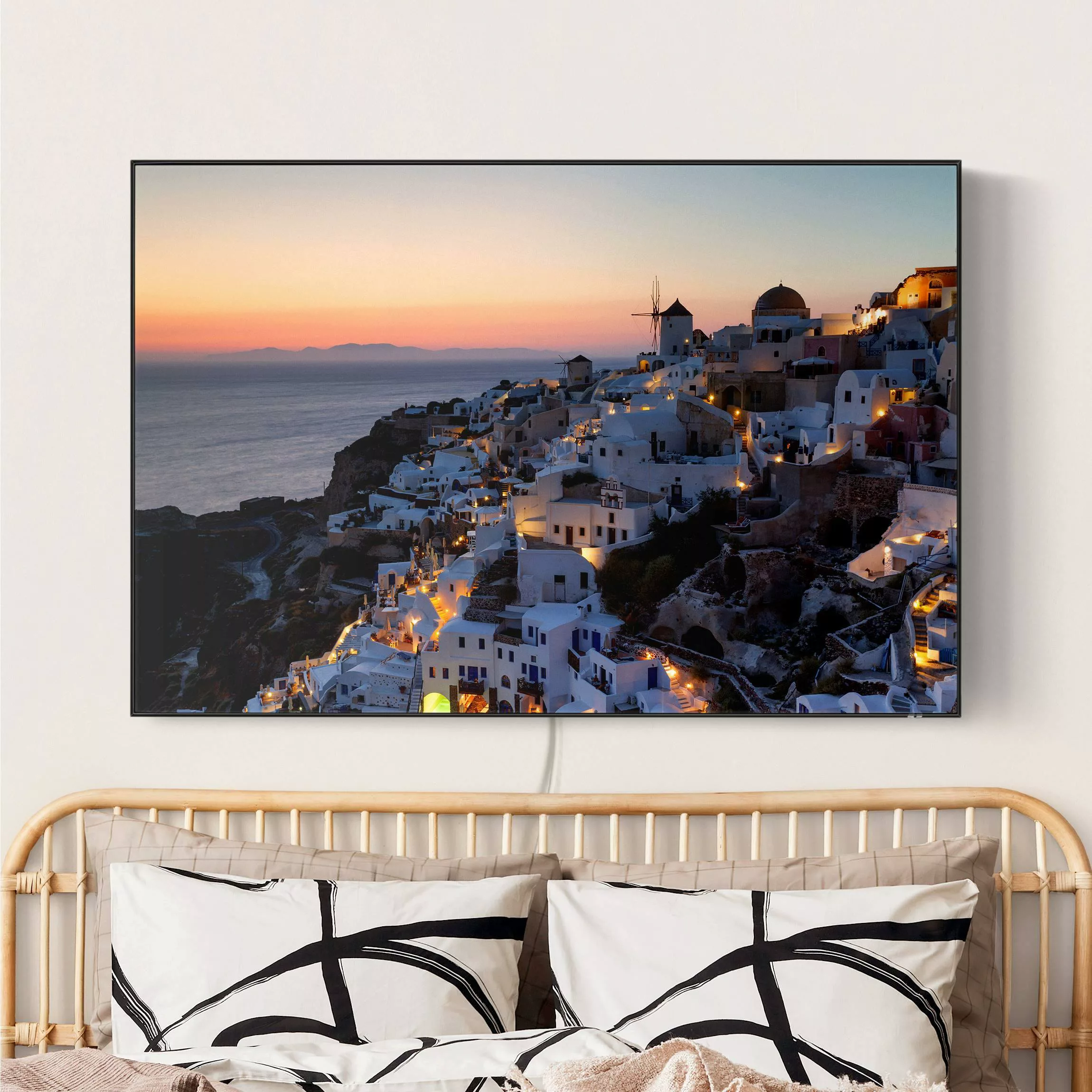 LED-Wechselbild Santorini bei Nacht günstig online kaufen