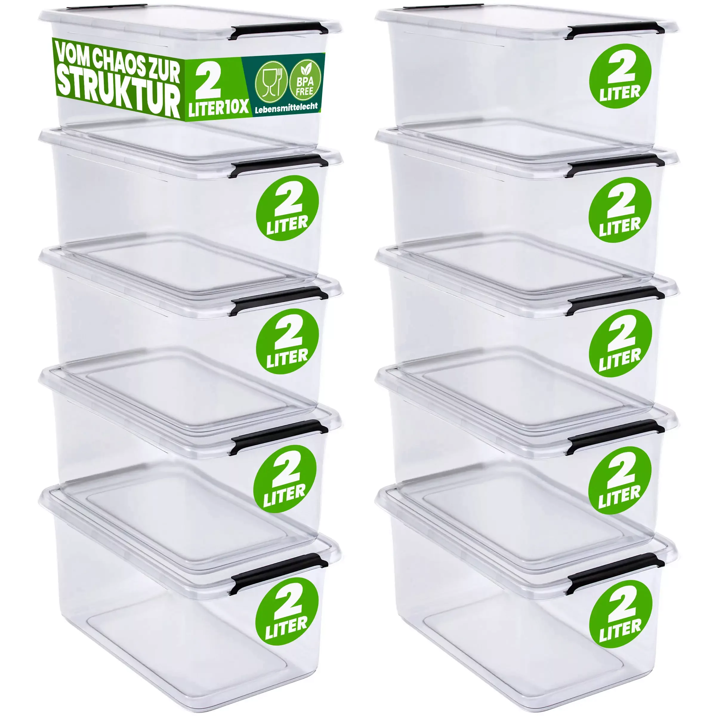 Aufbewahrungsbox Transparent 10er-Set 19,5x15x11,5cm 2L günstig online kaufen