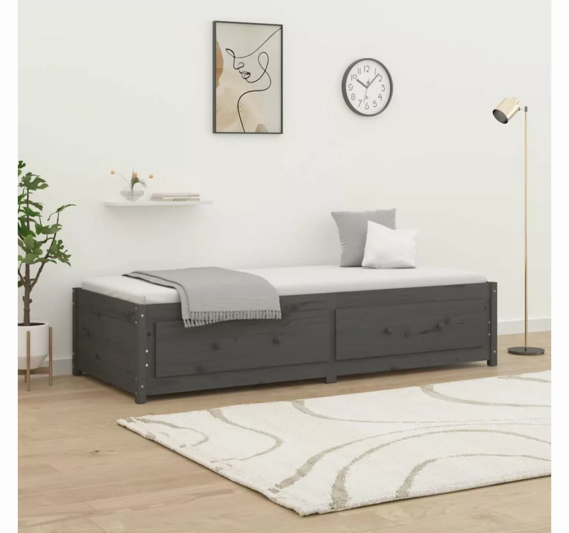 furnicato Bett Tagesbett Grau 90x200 cm Massivholz Kiefer günstig online kaufen