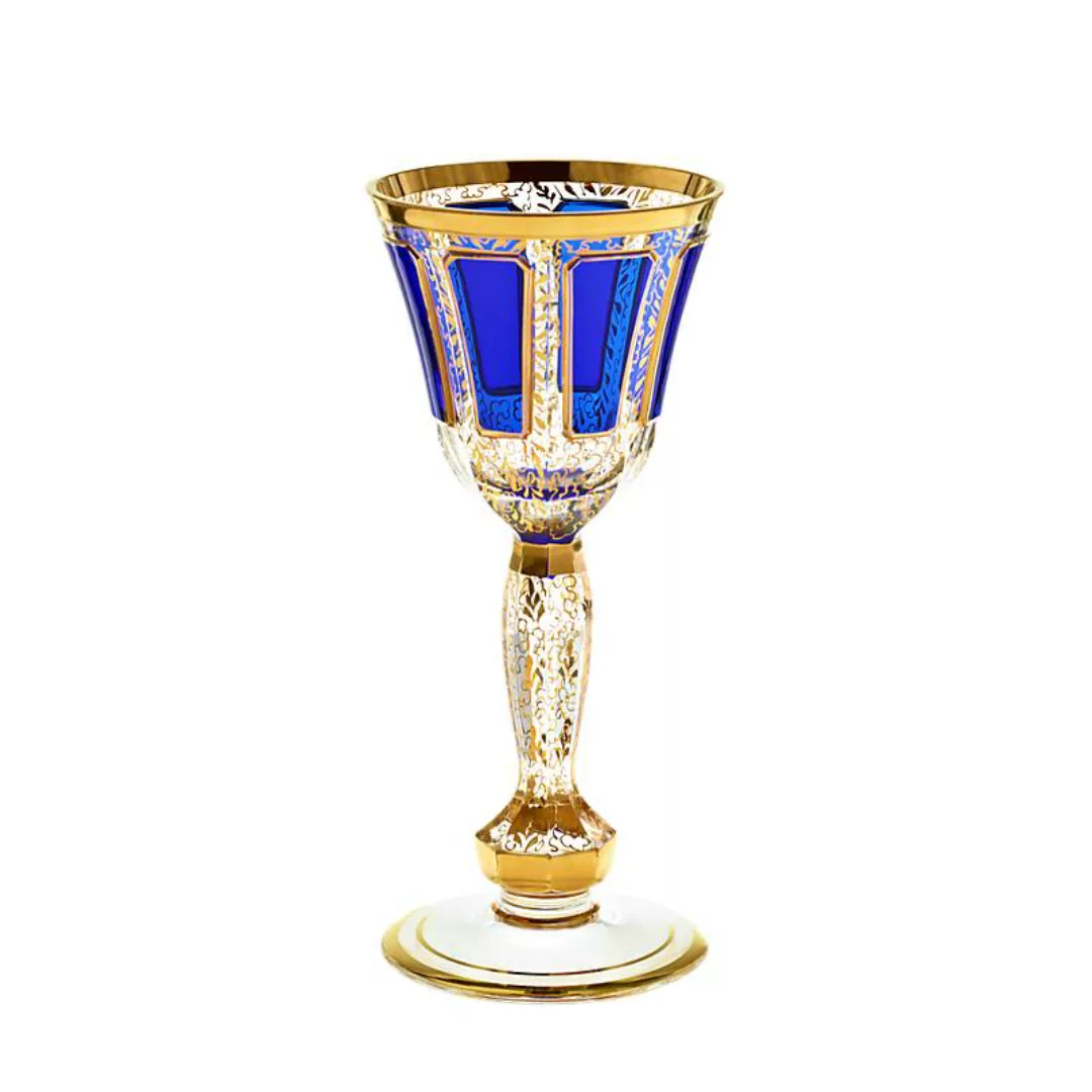 Trinkkelch Blue Queen 190 ml, Blau/Gold, aus Glas günstig online kaufen