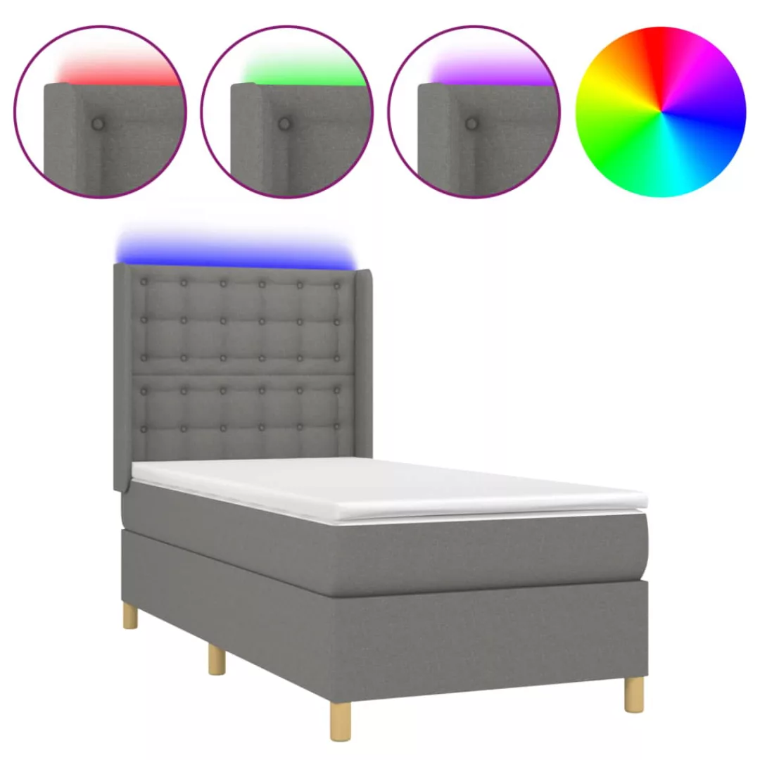 Vidaxl Boxspringbett Mit Matratze & Led Dunkelgrau 100x200 Cm Stoff günstig online kaufen