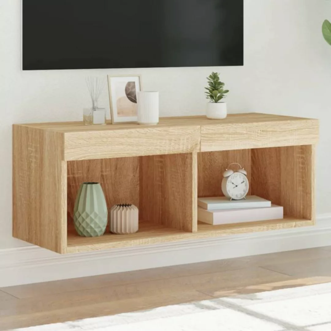 vidaXL TV-Schrank TV-Schrank mit LED-Leuchten Sonoma-Eiche 80x30x30 cm günstig online kaufen