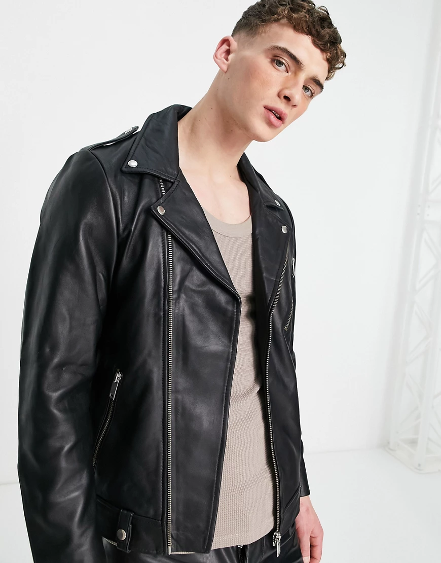 Bolongaro Trevor – Johnny – Bikerjacke aus Leder-Schwarz günstig online kaufen