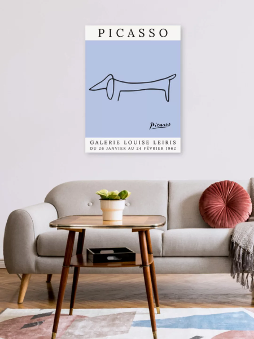 Poster / Leinwandbild - Picasso Hund – Violett günstig online kaufen