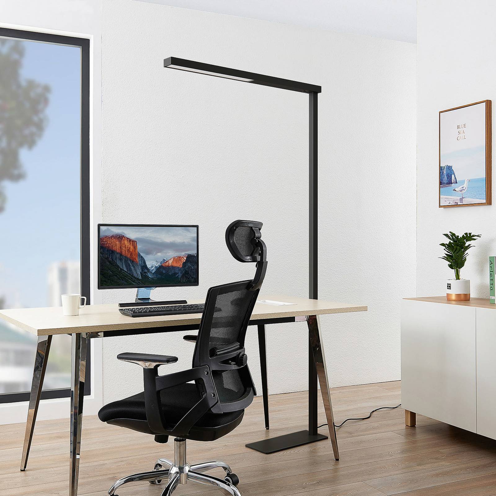 LED-Büro-Stehleuchte Tamilo, schwarz günstig online kaufen
