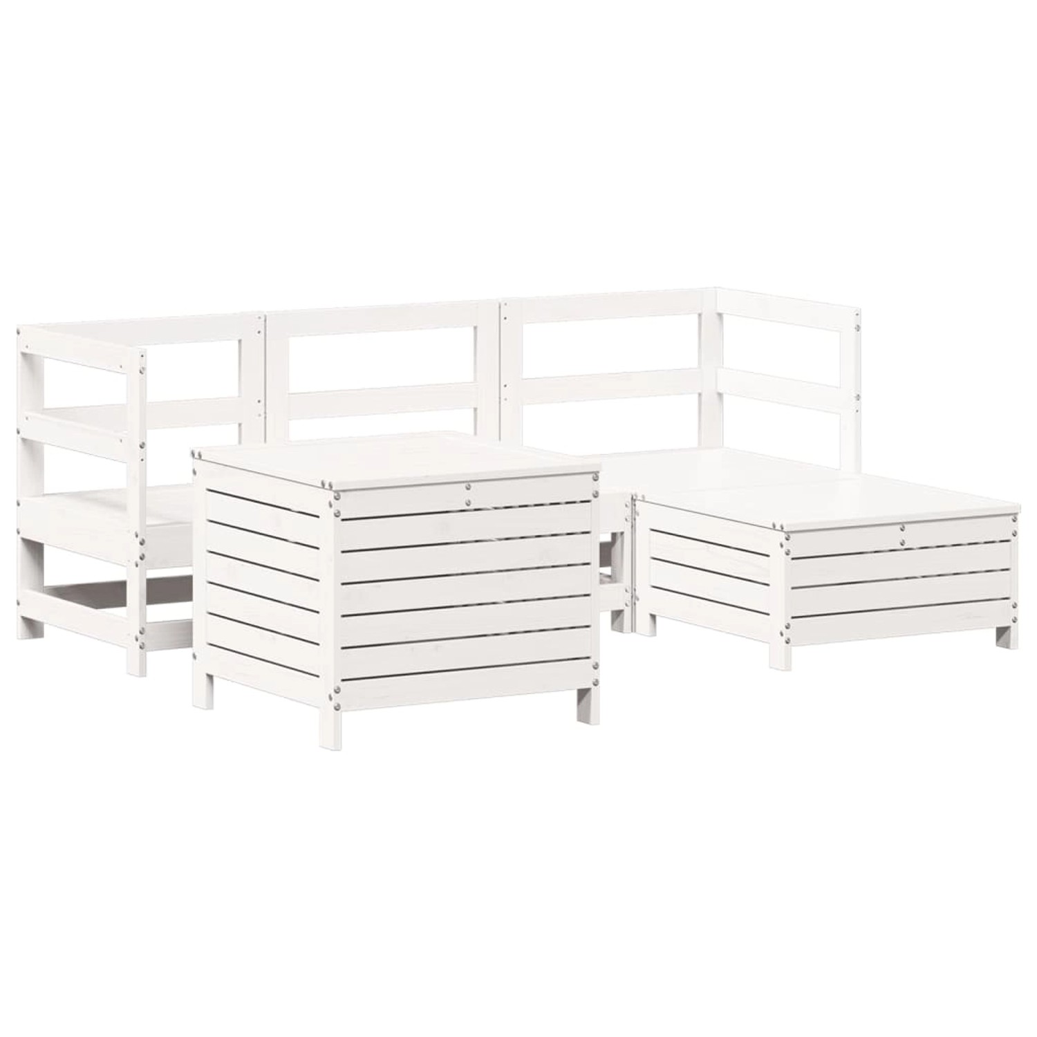 vidaXL 5-Tlg Garten-Sofagarnitur Weiß Massivholz Kiefer 3250489 günstig online kaufen