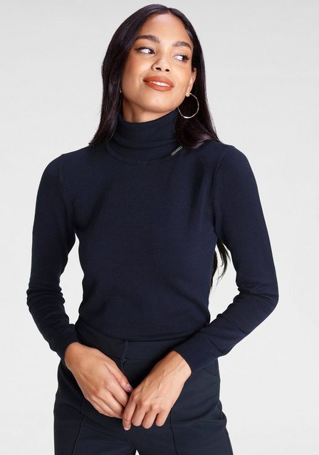 Bruno Banani Rollkragenpullover mit Metalllogo günstig online kaufen