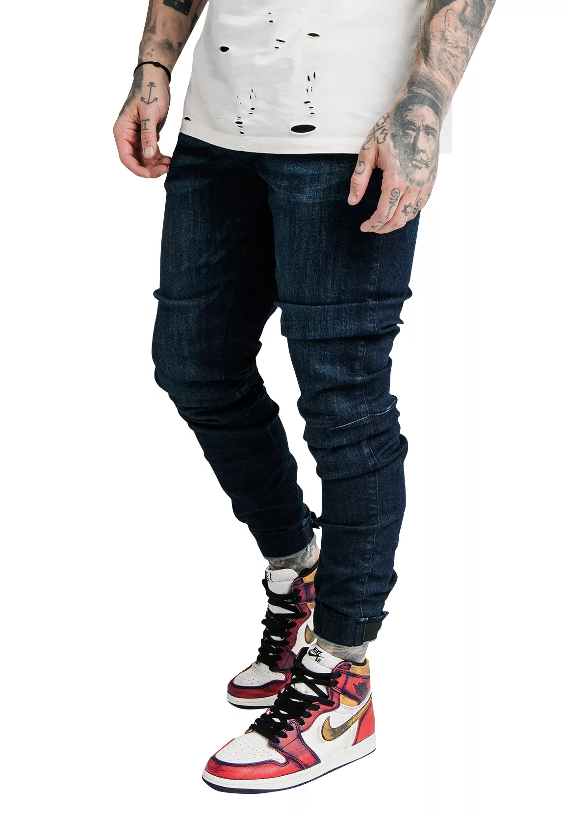SikSilk Herren Jeans ELASTICATED STRAP CUFF DENIM JEANS SS-17587 Midstone D günstig online kaufen
