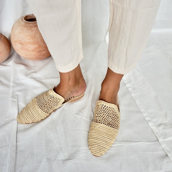 Vegane Raffia Slipper Babouche - Rabat günstig online kaufen