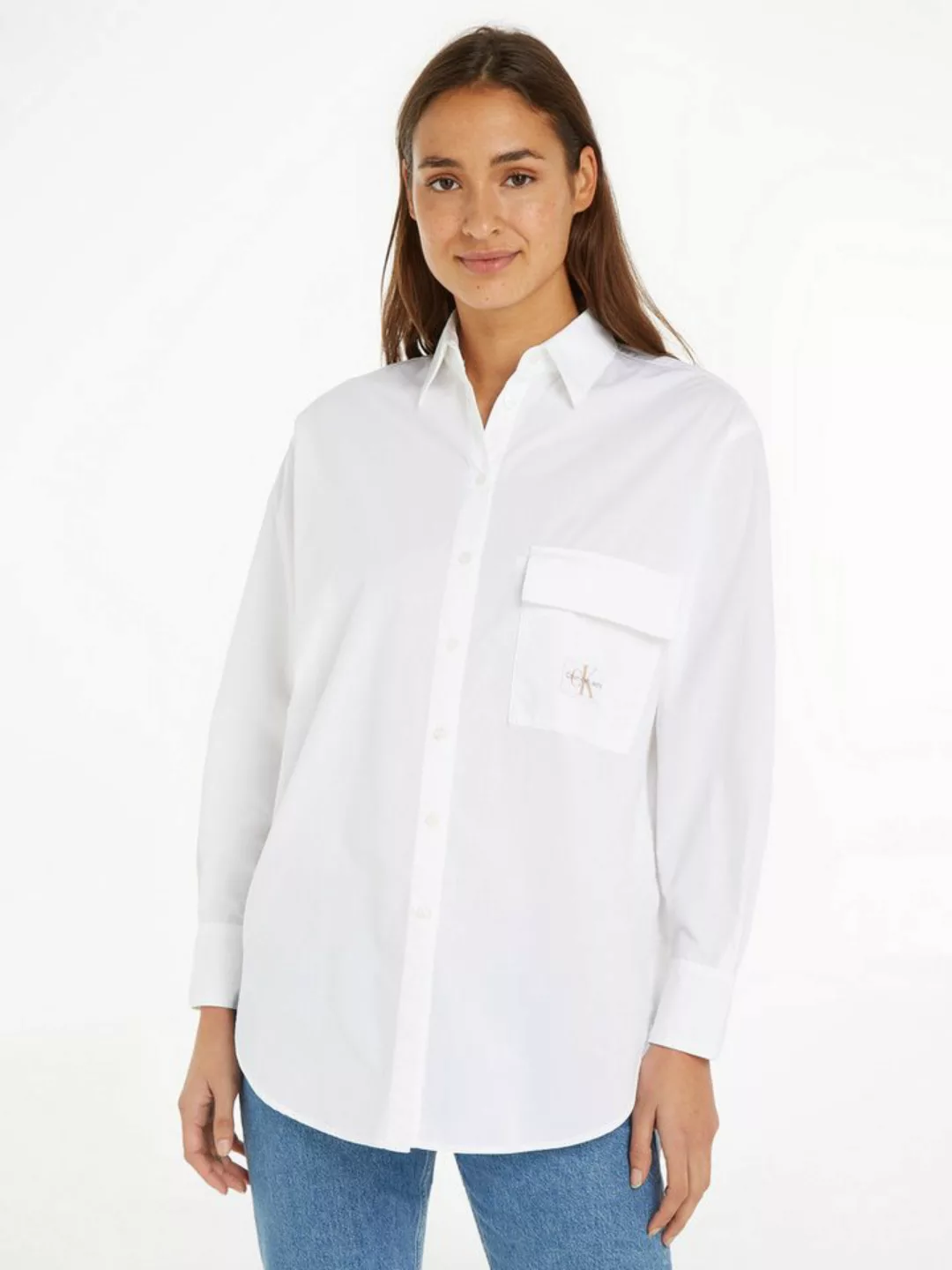 Calvin Klein Jeans Longbluse LONG COTTON UTILITY LS SHIRT mit Logopatch günstig online kaufen