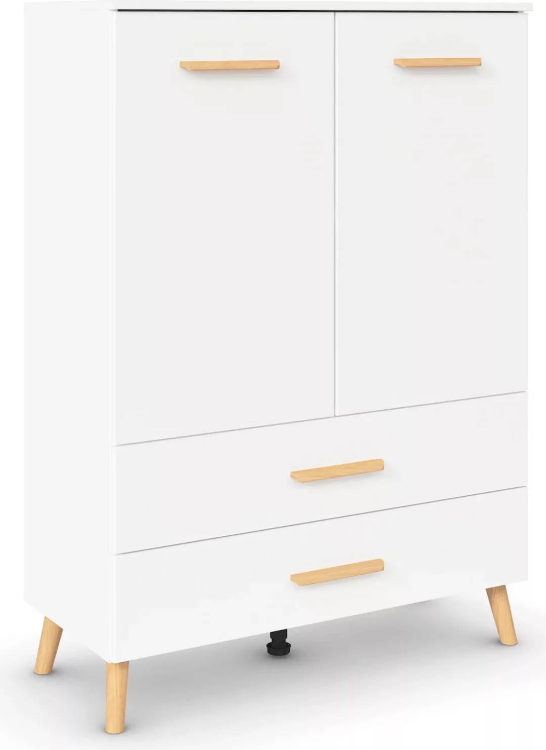 rauch Hochkommode "Skandi by Aditio", mit Massivholzgriffen, 2 Schubladen m günstig online kaufen