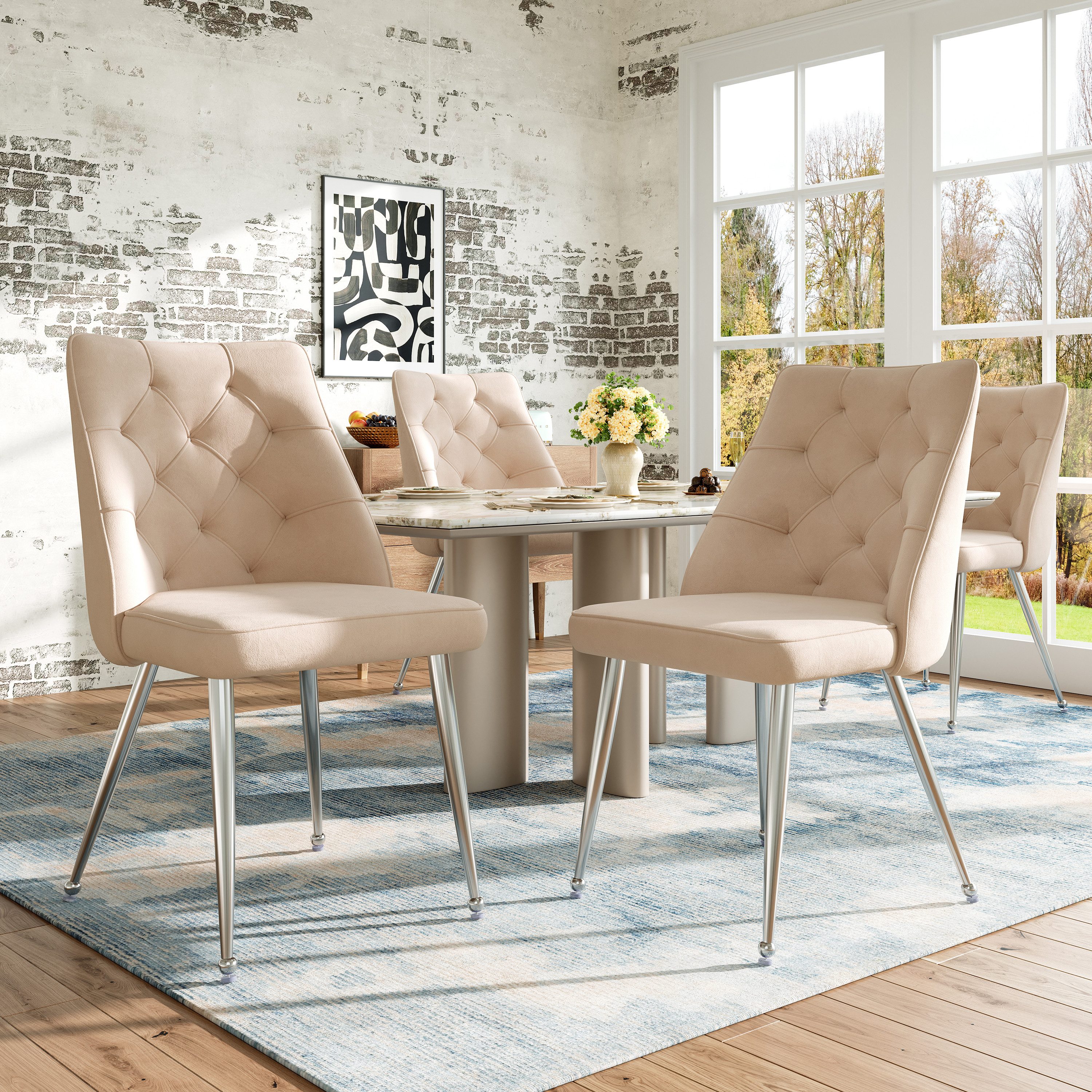 MODFU Esszimmerstuhl Loungesessel,Kosmetikstuhl (Luxus Samt-Esszimmerstühle günstig online kaufen