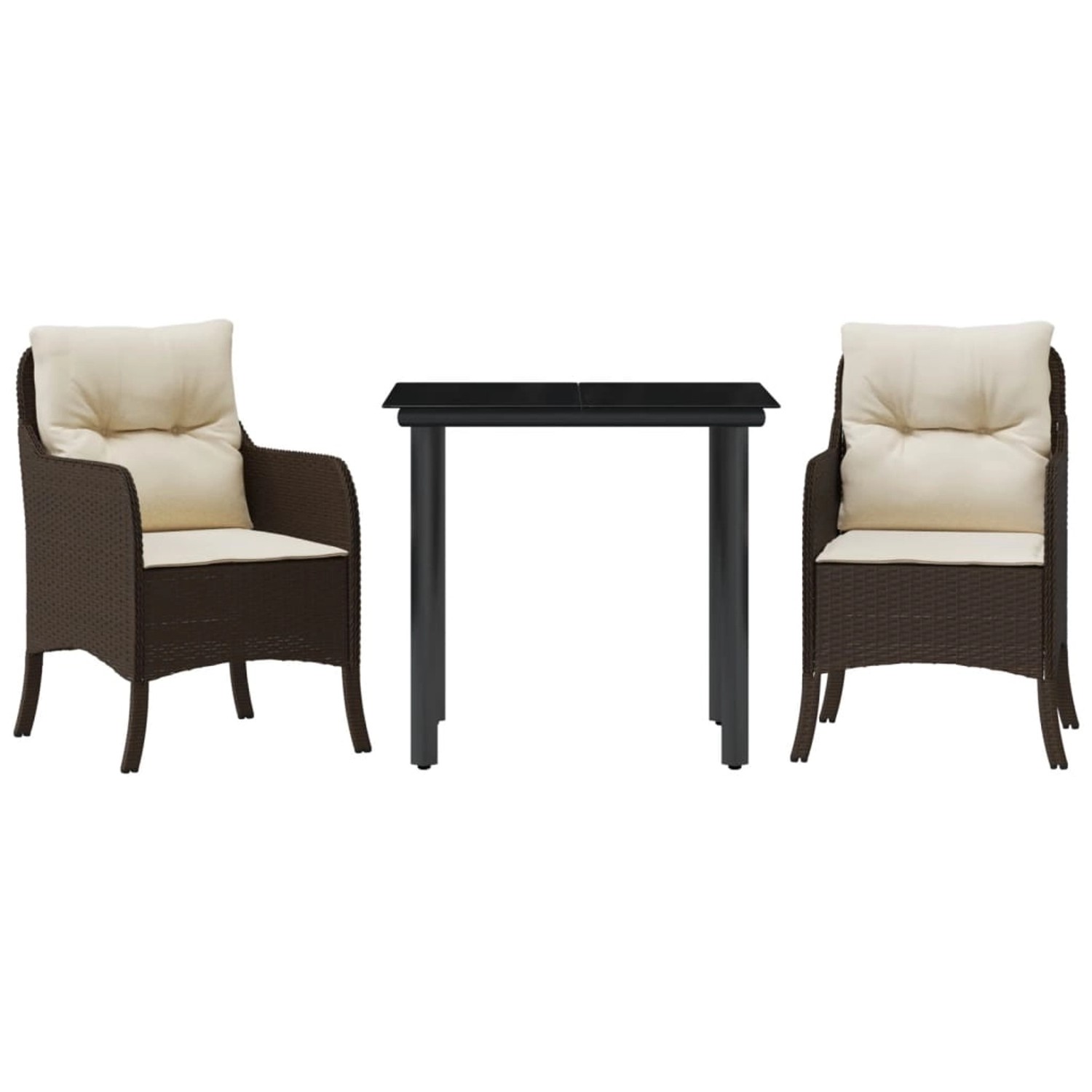 vidaXL 3-Tlg Garten-Essgruppe mit Kissen Braun Poly Rattan 3211941 günstig online kaufen