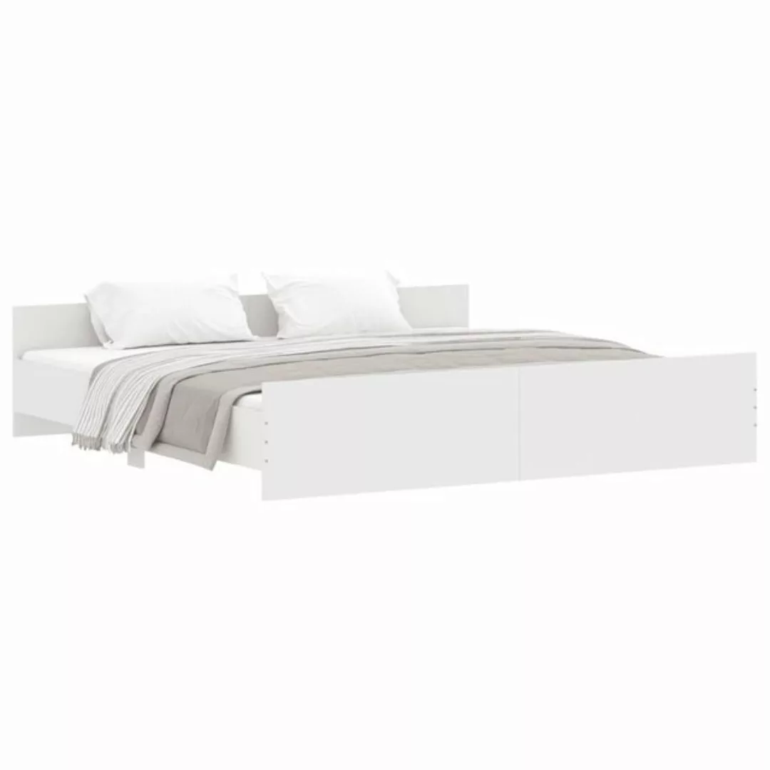 furnicato Bett Bettgestell mit Kopf- und Fußteil Weiß 200x200 cm günstig online kaufen