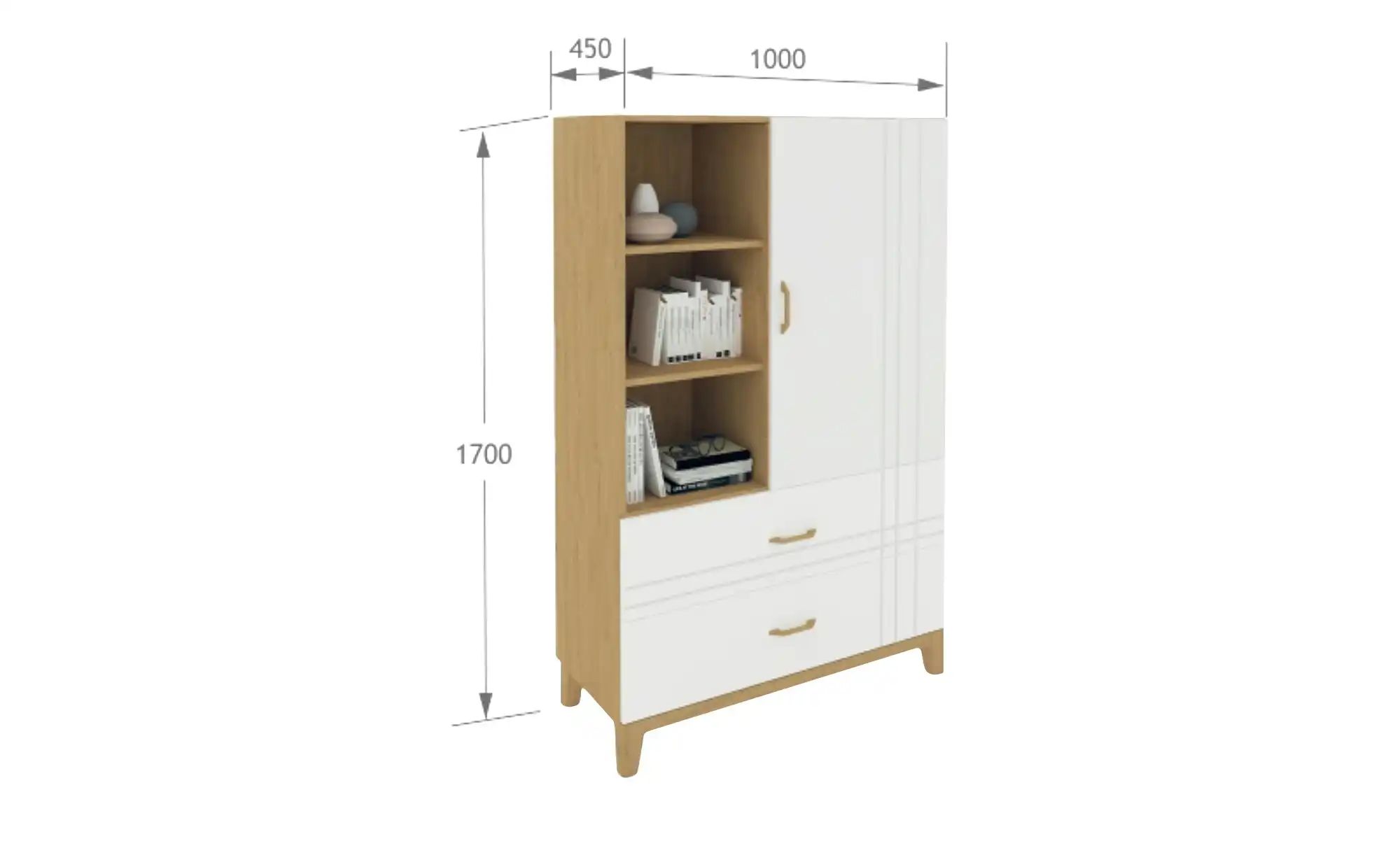 Highboard  Hygge Oak ¦ holzfarben ¦ Maße (cm): B: 100 H: 170 T: 45.0 Kommod günstig online kaufen