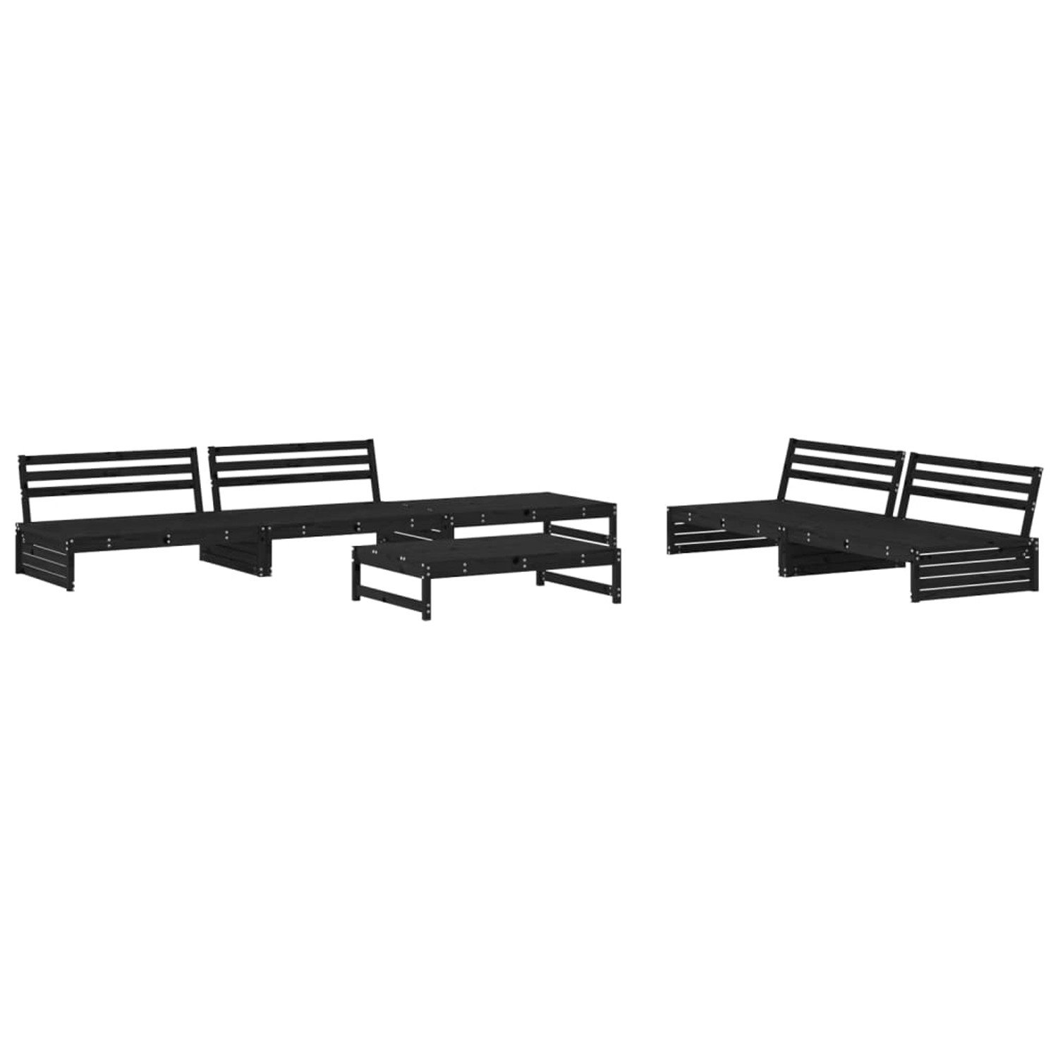 vidaXL 6-tlg Garten-Lounge-Set Schwarz Massivholz Kiefer Modell 17 günstig online kaufen