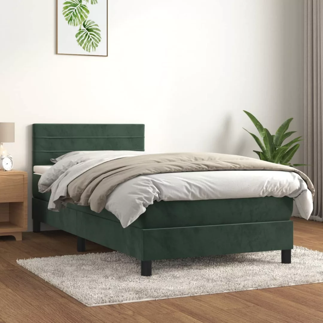 Vidaxl Boxspringbett Mit Matratze Dunkelgrün 80x200 Cm Samt günstig online kaufen