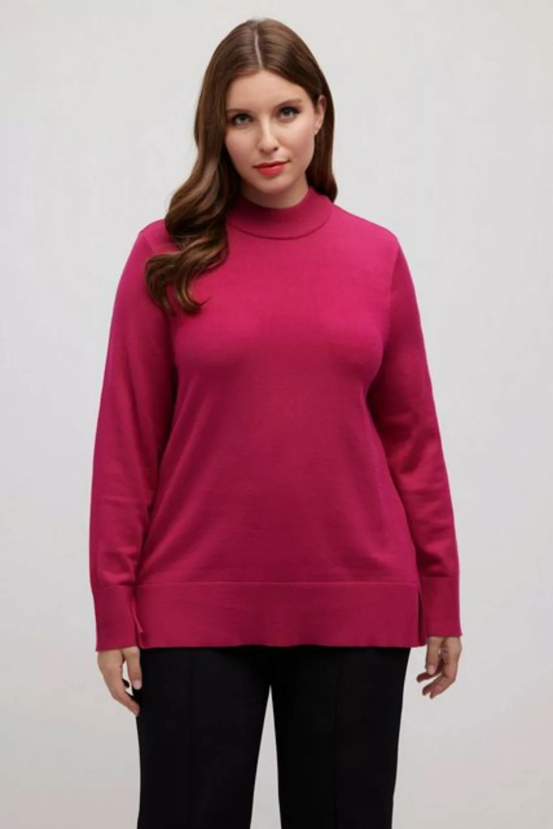 Ulla Popken Strickpullover Pullover Stehkragen Langarm weicher Feinstrick günstig online kaufen