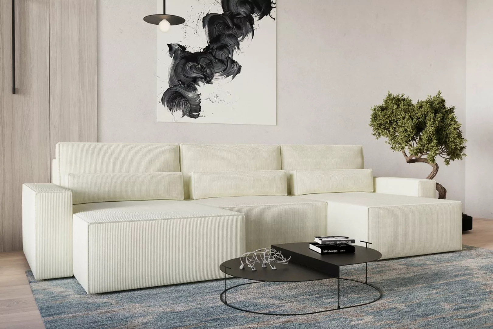 MOEBLO Wohnlandschaft DENVER U MINI, aus Cord, Couch Cord für Wohnzimmer Sc günstig online kaufen