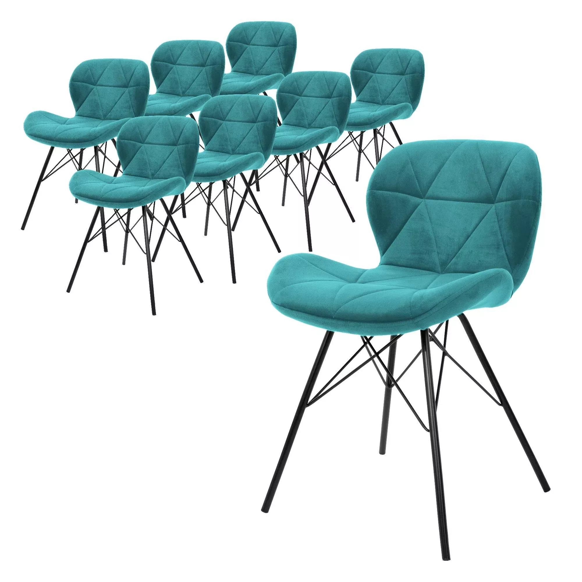 ML-Design | Set mit 8 Esszimmerstühlen Dane aus Samt günstig online kaufen