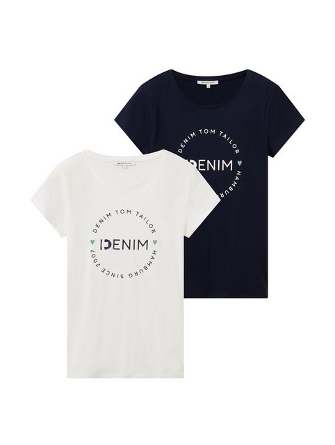 TOM TAILOR Denim T-Shirt (2-tlg) Plain/ohne Details günstig online kaufen