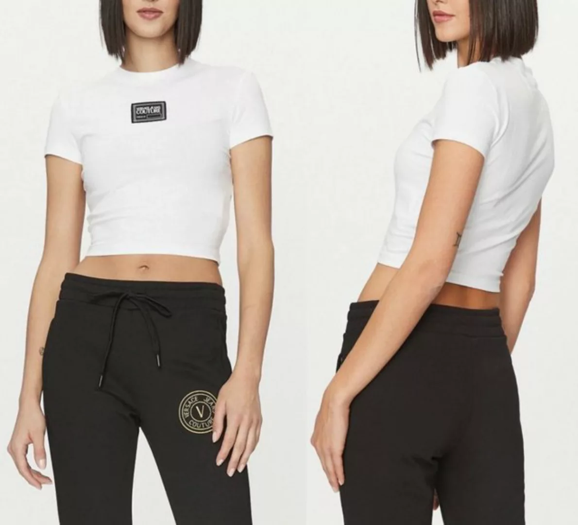 Versace Sweatshirt VERSACE JEANS COUTURE CREW NECK Logo Cropped Top T-shirt günstig online kaufen