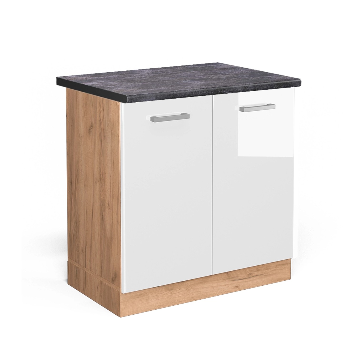 Vicco Spülenunterschrank R-Line, Weiß Hochglanz/Goldkraft Eiche, günstig online kaufen
