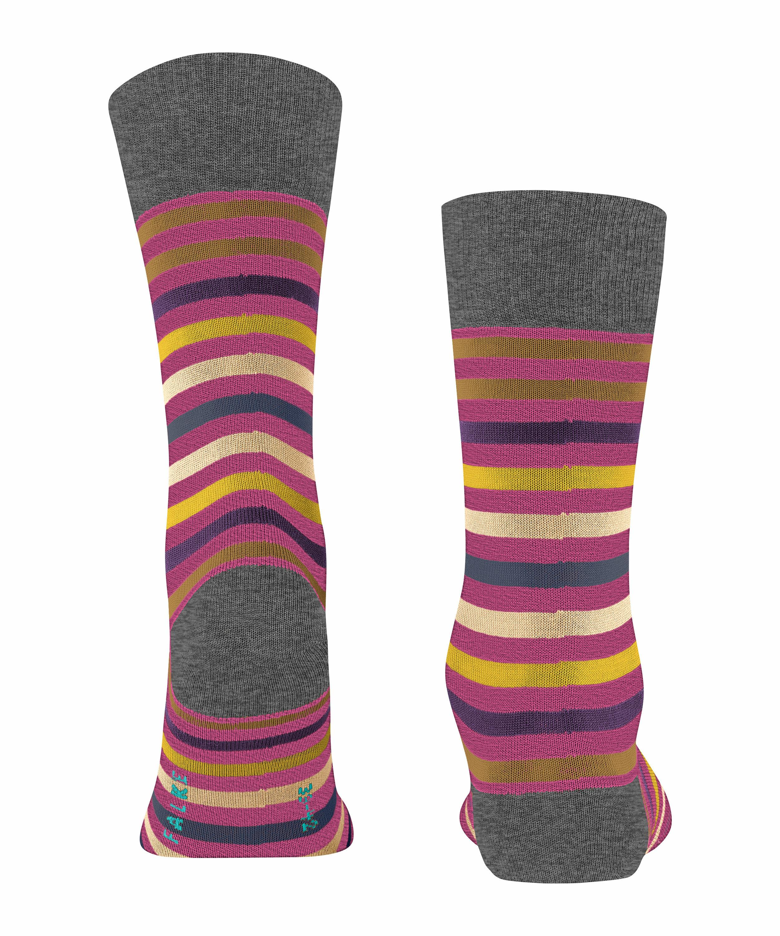 FALKE Tinted Stripe Herren Socken, 47-50, Rosa, Streifen, Schurwolle, 13279 günstig online kaufen