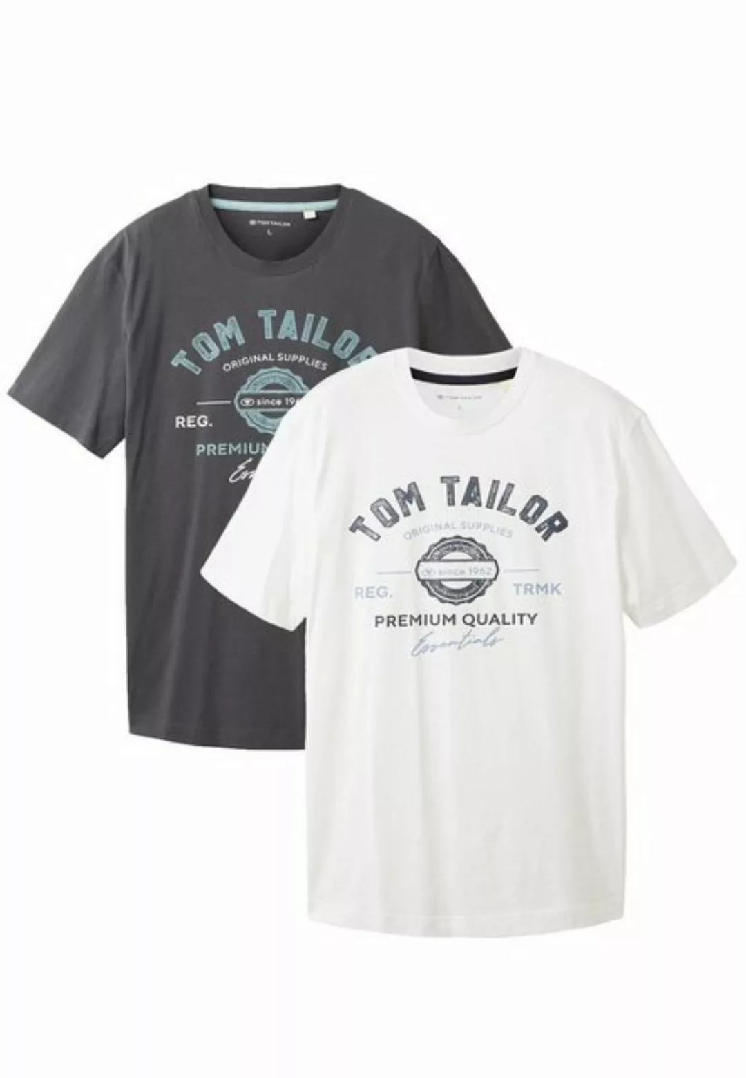 TOM TAILOR T-Shirt Logo T-Shirt 2-er Pack Kurzarm Set mit Logo Print (2-tlg günstig online kaufen