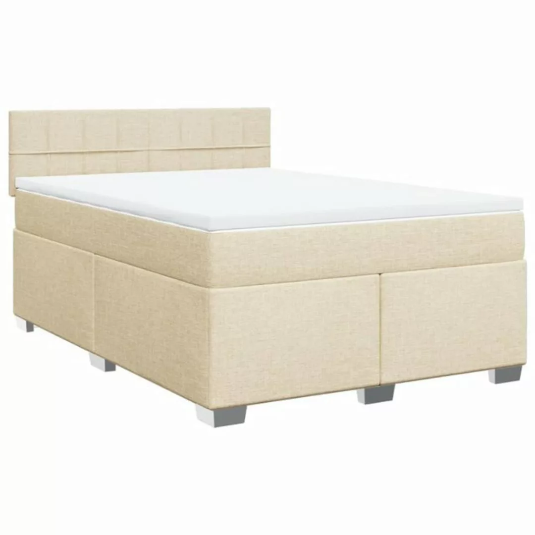 vidaXL Bett Boxspringbett mit Matratze Creme 140x190 cm Stoff günstig online kaufen