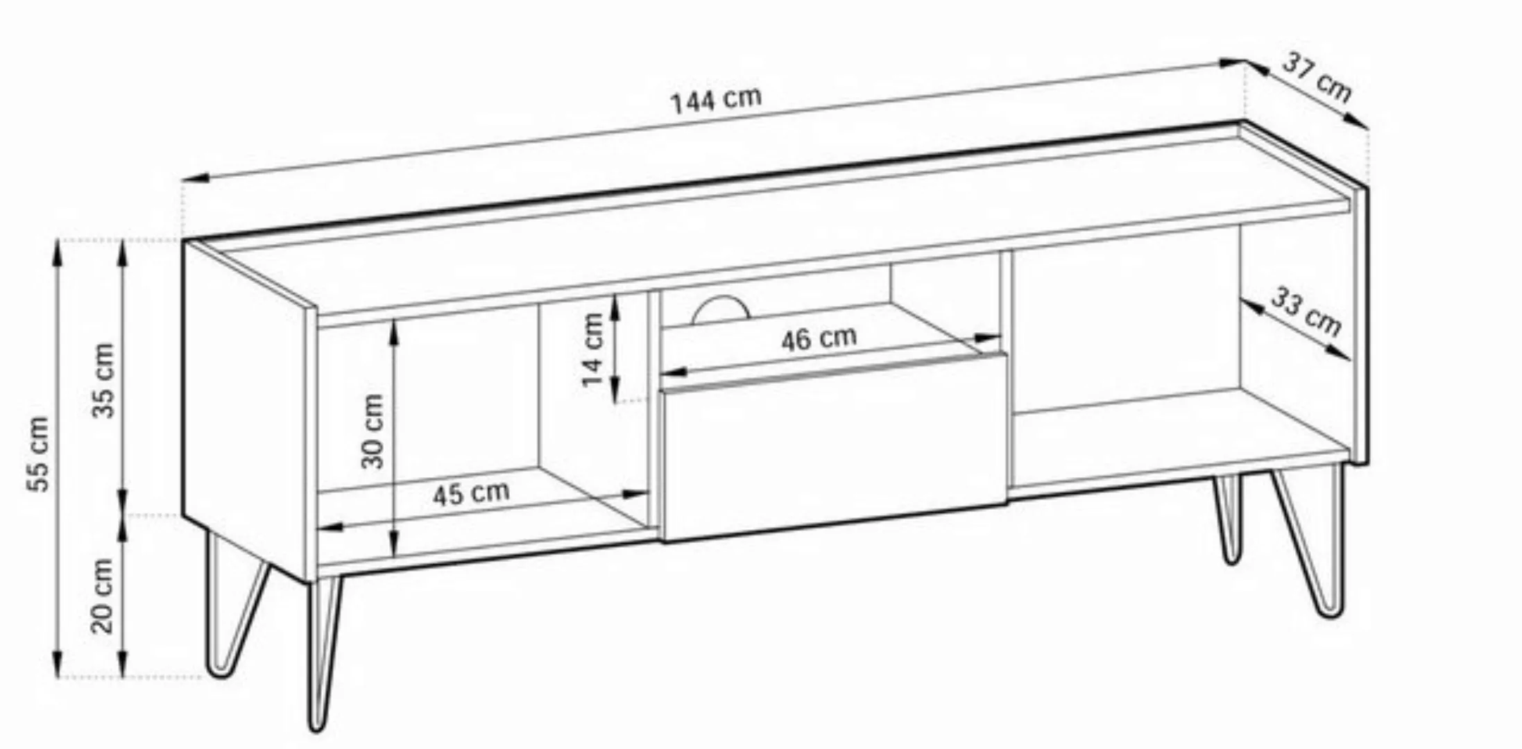 Compleo TV-Schrank 2-türig, mit Schublade, Fernsehschrank, Marmor optik ARU günstig online kaufen